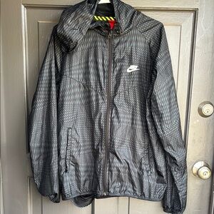 Nike Black Hooded Windbreaker with Full-Length Zipper